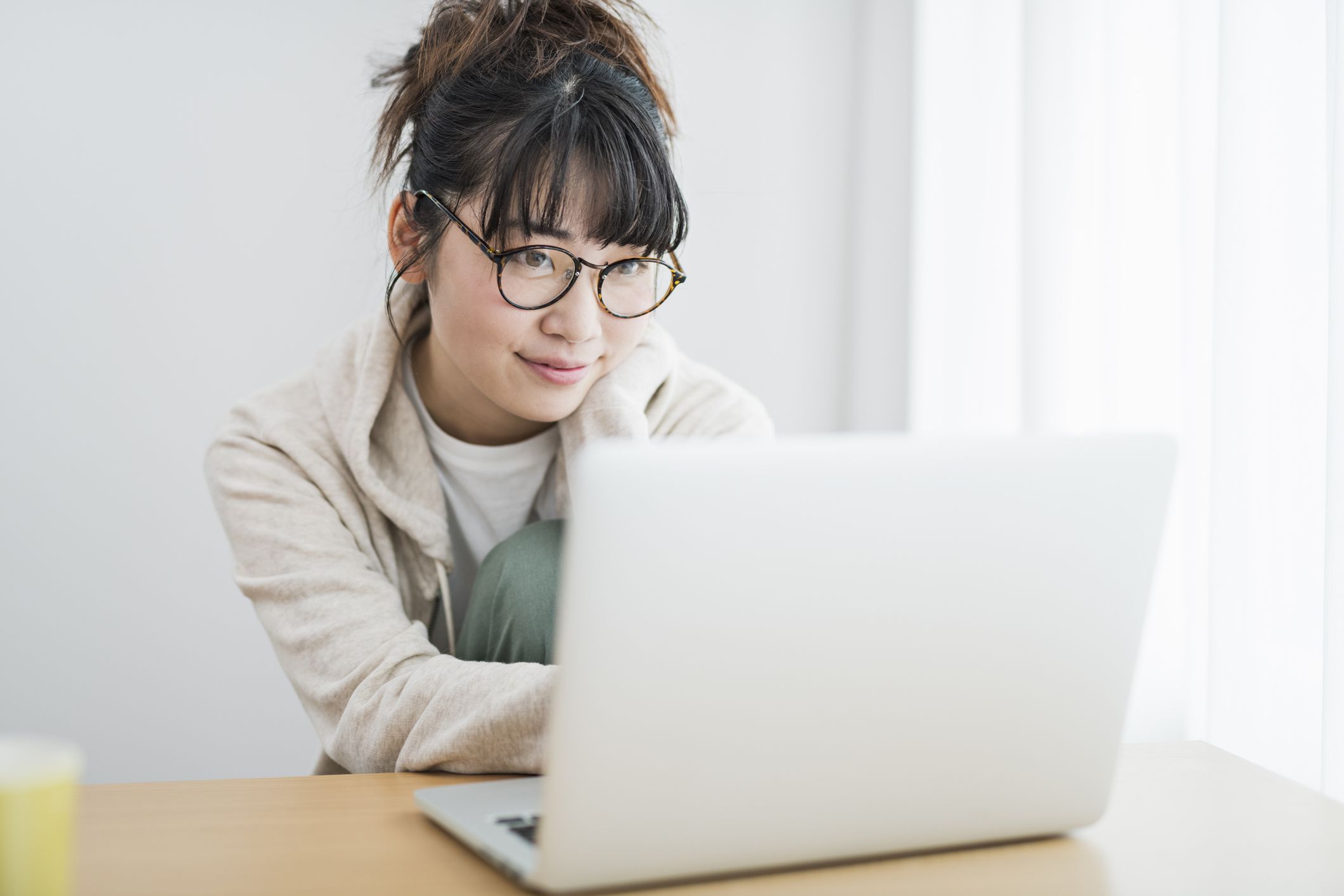 College student using laptop