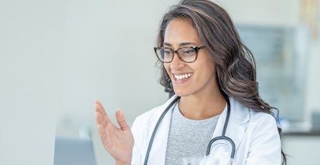 Female doctor is wearing glasses