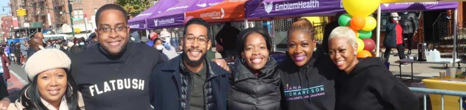 State Senator Zellnor Myrie, New York City Council Member/Brooklyn Borough President-Elect Antonio Reynoso, Council Member- Elect Rita Joseph, and State Assembly Member Richardson in attendance with community residents at the EmblemHealth Week of Giving Food distribution. 