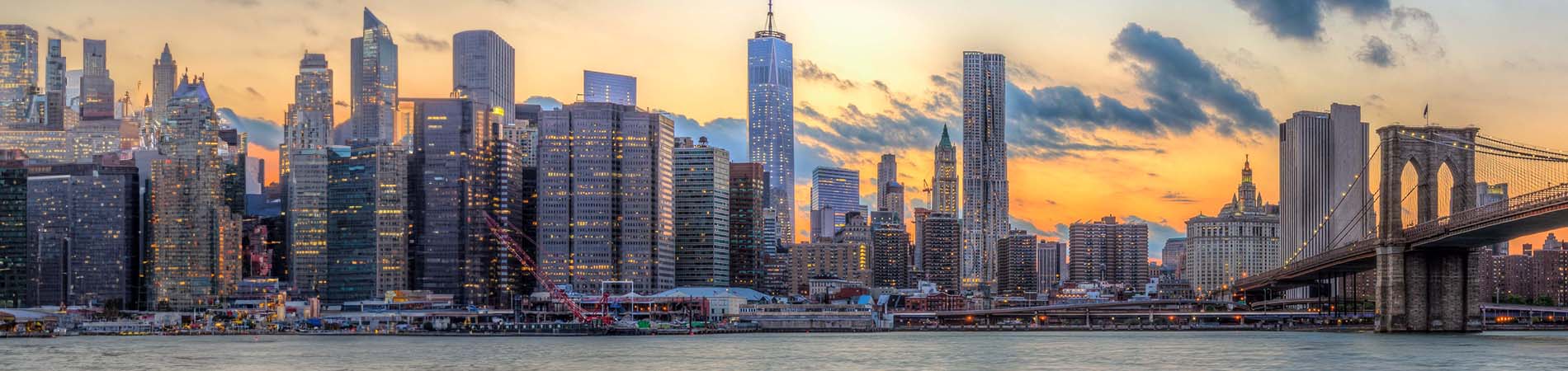 Brooklyn bridge and downtown New York City skyline