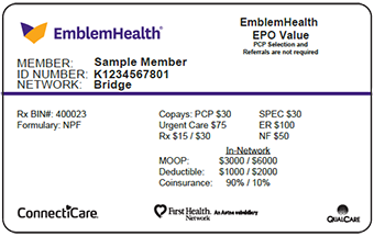 EmblemHealth Bridge sample ID card