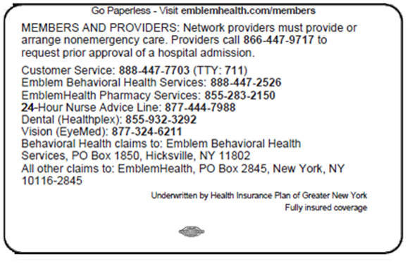 EmblemHealth Bridge Network Card